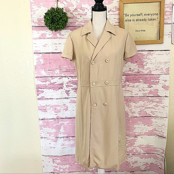 Alberta Ferretti Dresses & Skirts - ALBERTA FERRETTI Tan Short Sleeve Collared Dress